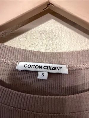 Cotton Citizen Ribbed crop top Long Sleeve Tan Size Small thumbnail 4