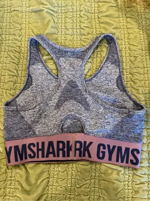 Gymshark Small Sports Bra Grey Pink Logo Racerback Seamless Athletic thumbnail 2