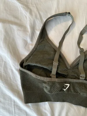 Gymshark Vital Seamless V Neck Sports Bra in Base Green Marl Sz Small ($38) thumbnail 7