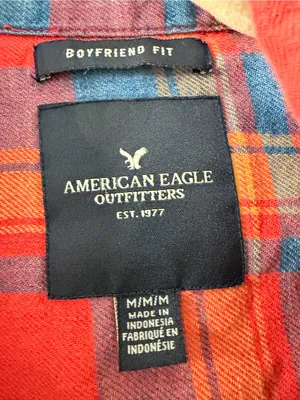 American Eagle Outfitters Red Plaid Button-Down Shirt thumbnail 3