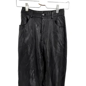 White Fox Crinkle Patent Straight Leg Pants High Rise Black Size XS‎ thumbnail 2
