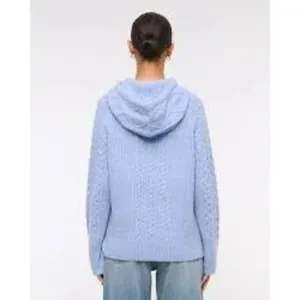 ✨Abercrombie & Fitch Boucle Cable-Knit Light Blue Sz Medium Hoodie✨ thumbnail 6