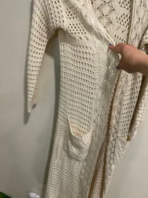 Bohemian small long crochet cardigan thumbnail 5