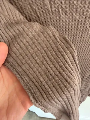 We The Free Free‎ People Waffle Knit Cowl Neck Thermal Tunic Top XS thumbnail 8
