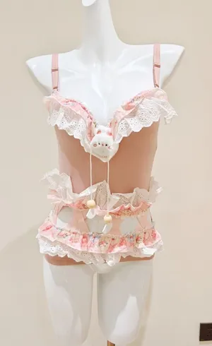 Others Follow Cute Ruffle Lace Camisole Top Women Cartoon Doll thumbnail 1