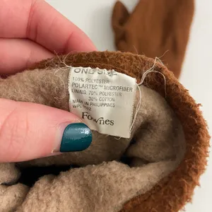EUC Fownes women’s brown fleece lined soft‎ warm elastic cuff winter mittens thumbnail 3