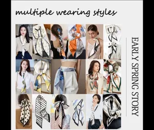 Silk Scarf, wraps Head Handkerchief Green thumbnail 9