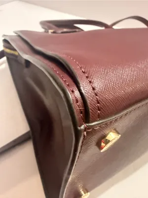 Michael Kors Wine Saffiano Leather Satchel with Gold Hardware thumbnail 8