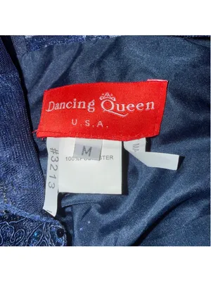 Vintage Y2K Dancing Queen USA mini prom dress 80s style blue floral beaded sz M thumbnail 8