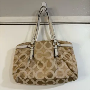 Vintage Coach Madison OP Art CC Logo Tote Shoulder Tan Signature Canvas Y2K Bag thumbnail 2