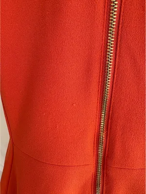 Calvin Klein Women's Orange Dress with Puff Sleeves and Back Zipper thumbnail 5