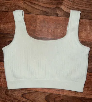 BuffBunny Ribbed Scoop Crop Tank - Light Green Medium thumbnail 1