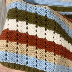 Garage Green, White, Orange, Baby Blue Striped Halter Knit Top; Medium Women's thumbnail 6