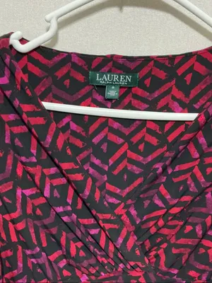 Lauren Ralph Lauren Red and Black V-Neck Midi Sheath Dress thumbnail 3