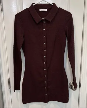 These Three Boutique NWOT Brown Long Sleeve Button-Up Shirt thumbnail 1
