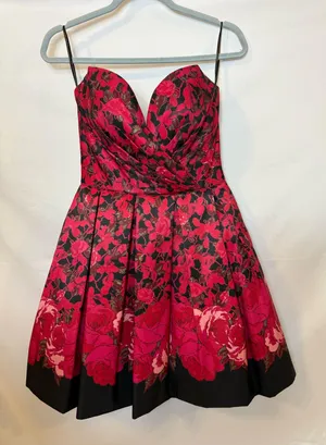 Sherri Hill Dress Red Short Prom Strapless thumbnail 1