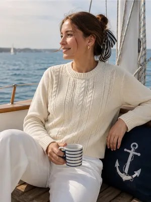 Gap Classic Cable Knit Crewneck Sweater - Cream thumbnail 1