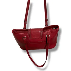 Coldwater Creek‎ Red Leather Shoulder Bag Heart Silver Tote Purse Multi Pocket thumbnail 3