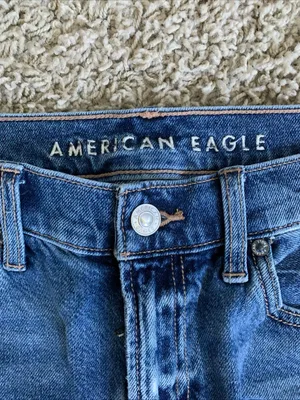 AE wide-leg crop size 2short denim blue jeans thumbnail 2