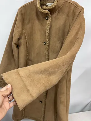 L.L. Bean Women's suede faux fur Shearling-Trim Trench Coat L regular thumbnail 12