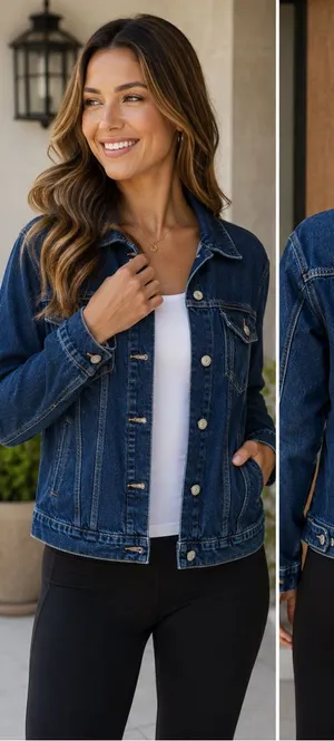 Old Navy Dark Blue Denim Jean Jacket thumbnail 1