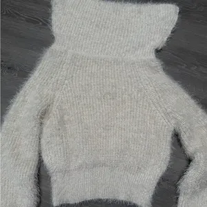 Cozy Fluffy Off-Shoulder Oversized Cream Sweater thumbnail 3