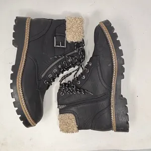 Universal Thread Black Combat Boots with Faux Fur Cuff - Size 11 thumbnail 7