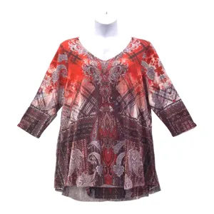 One World‎ Tunic Peplum Red 2X thumbnail 1