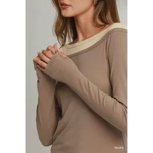 Umgee Layered Twofer Long Sleeve Top - Large thumbnail 4