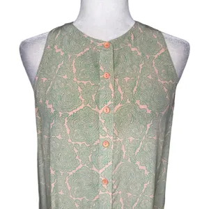 JOIE 100% Silk M Ruffle-Hem Shift Dress Paisley Button Front High Neck Sundress thumbnail 4