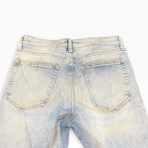 Gap 1969 Best Girlfriend Jeans 27T Light Wash Distressed Camo Trim Cuff cropped thumbnail 5