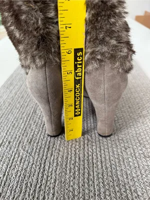 Sam Edelman Shalin Gray Genuine Suede Leather Faux Fur Tall Heeled Boots Sz 9 thumbnail 6