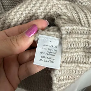 Pink Lily Knit Cardigan Sweater Womens Large‎ Tan V-Neck Drop Shoulder Preppy thumbnail 8