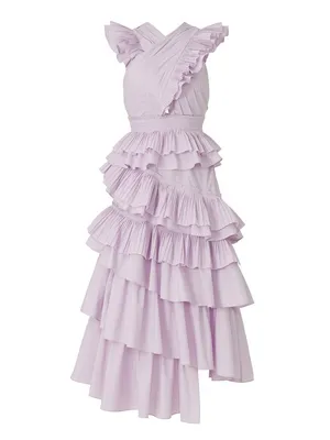 Ulla Johnson Aurore Ruffle Tiered Midi Dress Lavender Size 6 NWT thumbnail 13