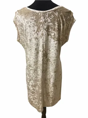 Knot Sisters Crushed Velvety Texture Champagne/Beige Shift lightweight Dress(S) thumbnail 5