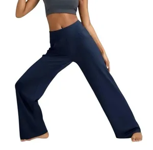 ESoft High Waisted Loose Wide Leg Pants XL 28” Inseam Work Dress Blue Pockets thumbnail 1