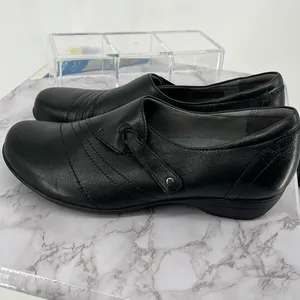 Dansko Franny Loafers Womens 39/ 8.5‎ Black Leather Slip On Low Wedge Shoes thumbnail 5
