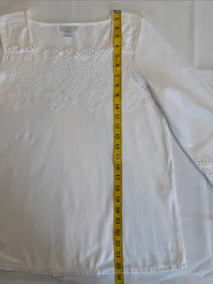 EUC J. Jill White 100% Cotton Eyelet Square-Neck Tunic Top Size Small thumbnail 8