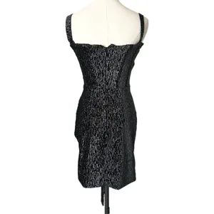 Lavish Alice Altered Crystal Velvet Mini Dress Black Metallic Corset Drape Sz 4 thumbnail 3