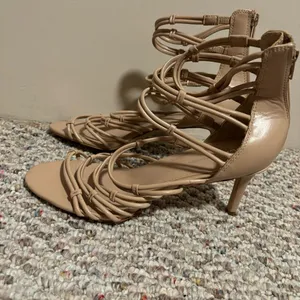 Like New BCBGeneration Maria Nude Beige Stiletto Zip-Up Strappy Heels- Size 10 thumbnail 3