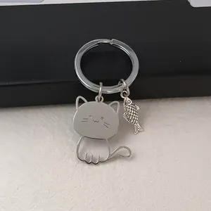 Cat Fish Keychain Charm for Men Women Car Keychain Key Ring Bag Charm thumbnail 3