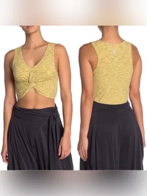 Free People Movement New Moon Knotted Front Crop Tank Sleepy Lemon Medium thumbnail 4