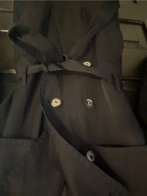 Express Black Double-Breasted Trench Coat with Waist Tie thumbnail 2