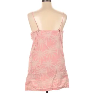Hurley Pink Linen Blend Cami Tank Mini dress Palm Tree Tropical beach sz XL thumbnail 2