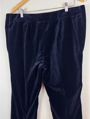 Saks Fifth Avenue Madison Fit Navy Velvet Straight Leg Pants Size 12 Cotton thumbnail 12