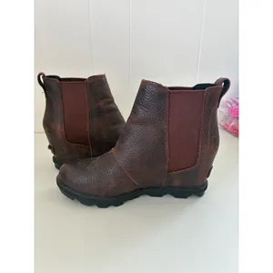 Sorel Joan of Arctic Wedge II Chelsea Boots Brown Leather NL3346-282 Womens 8 thumbnail 5