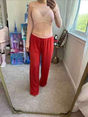 Zara red wide leg pants. S-M thumbnail 7