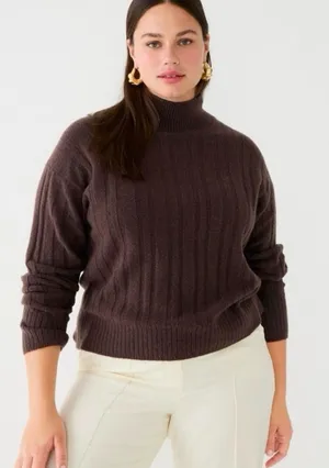 J CREW Ribbed Mockneck Sweater in Supersoft yarn Size XL Brown Knit BM209 thumbnail 1