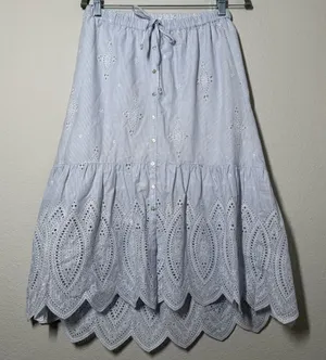 100% Cotton Cottagecore blue & white skirt | Fairycore skirt thumbnail 1