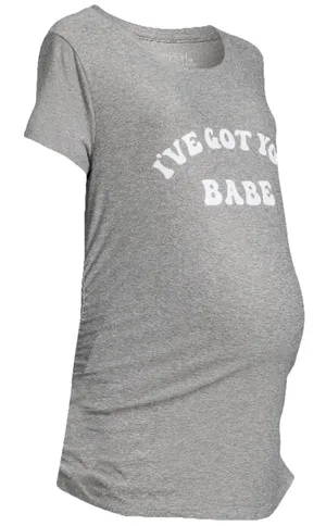 NWT Time and Tru Women's XL Gray "I've Got You Babe" Maternity Graphic Tee Shirt thumbnail 2